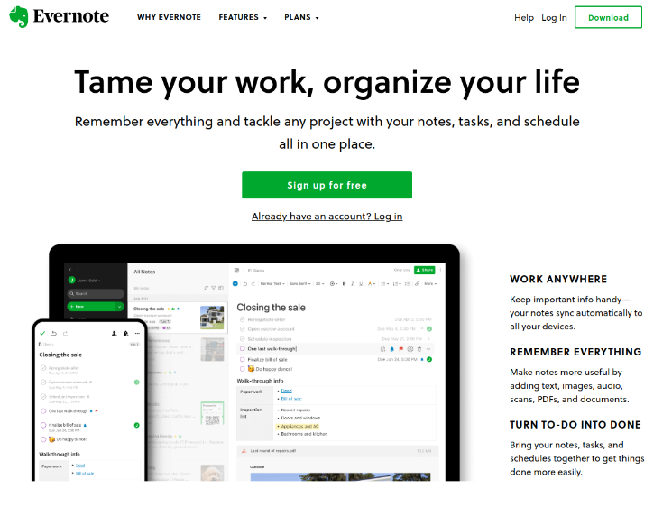 take notes in evernote to grow startup business
